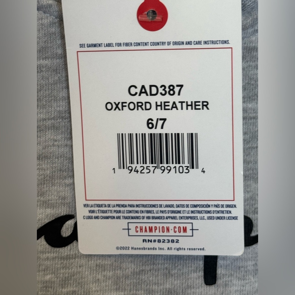 Champion Oxford Heather Hoodie sz 6/7 NWT - Picture 3 of 4